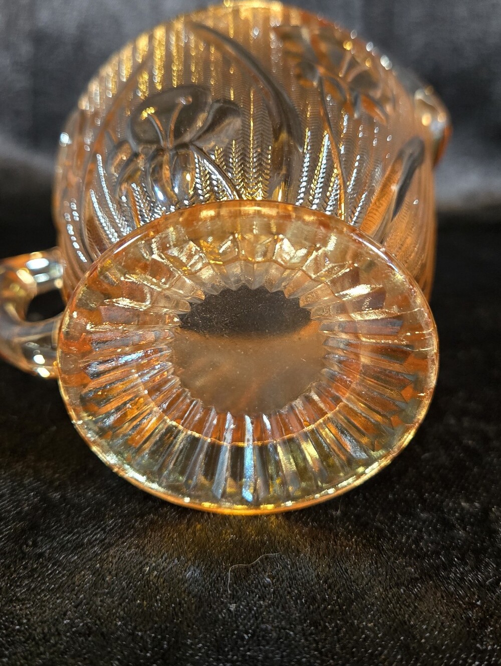 Vintage Iris and Herringbone Jeanette Depression Glass Creamer Marigold Orange - Picture 5 of 6
